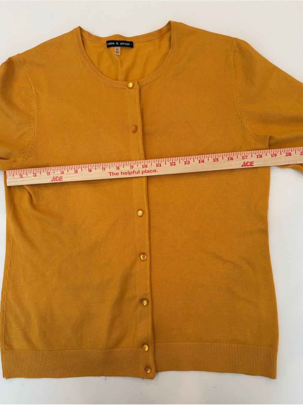 Cable & Gauge Golden Mustard Button-Front Cardigan/ size XL- - Picture 4 of 8